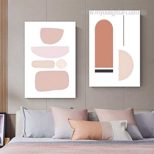 Rectangular Discolouration Circles Geometrical Photograph Abstract Scandinavian 2 Piece Set Canvas Print for Room Wall Art Embellishment