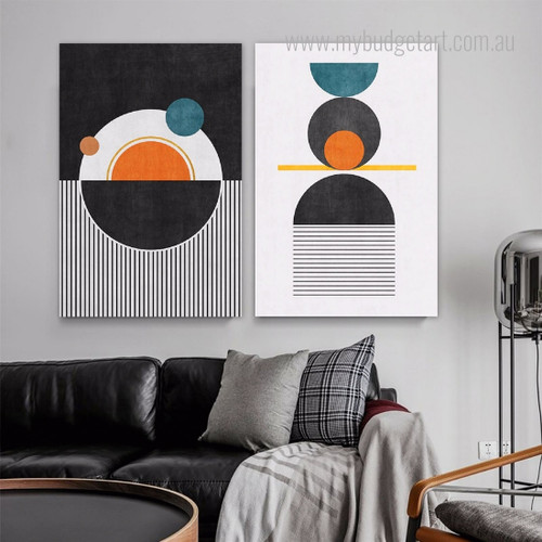 Geometry Art Modern Abstract Stretched Framed Artwork 2 Piece Wall Art for Room Wall Spruce
