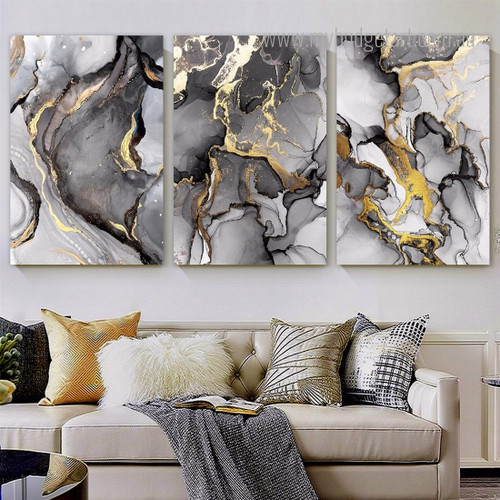 Abstract Fluid Art Modern Stretched Framed Artwork 3 Piece Canvas Prints for Room Wall Decor