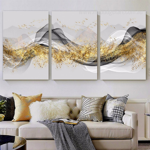 Minimal Mountains Minimalist Nordic Abstract Stretched Framed Artwork 3 Panel Wall Art for Room Wall Garnish