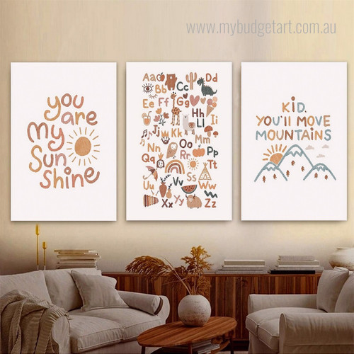Move Mountains Clouds Landscape Quotes 3 Panel Set Modern Artwork Photograph Nursery Print on Canvas Room Wall Tracery
