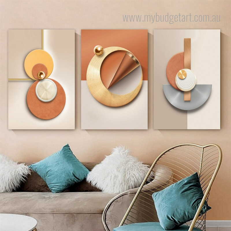 Luxury Geometric Design Nordic Stretched Wall Art Image 3 Piece Framed Wall Art Canvas Prints For Room Décor