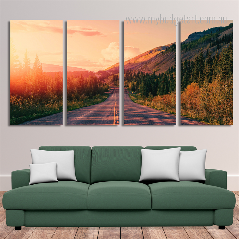 Scenic Road View Canada Landscape Framed Painting Photo 4 Piece Canvas Wall Art Set Australia For Home Décor Scenic Road View Canada Landscape Framed Painting Photo 4 Piece Canvas Wall Art Set Australia For Home Décor
