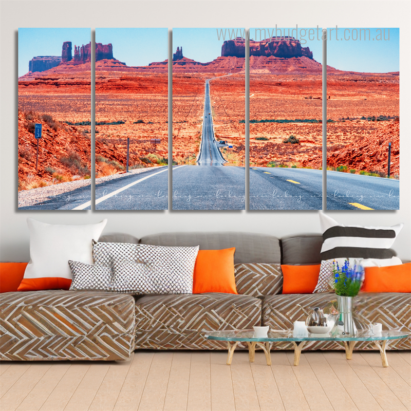Road To Monument Valley Arizona Landscape Modern Stretched Wall Art Image 5 Piece Canvas Wall Art Set Australia For Bedroom Decorating Ideas Road To Monument Valley Arizona Landscape Modern Stretched Wall Art Image 5 Piece Canvas Wall Art Set Australia For Bedroom Decorating Ideas