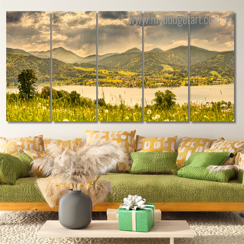 Tegernsee Lake In Bavaria Landscape Modern Framed Wall Art Image 5 Piece Canvas Wall Art Set Australia For Bedroom Wall Décor