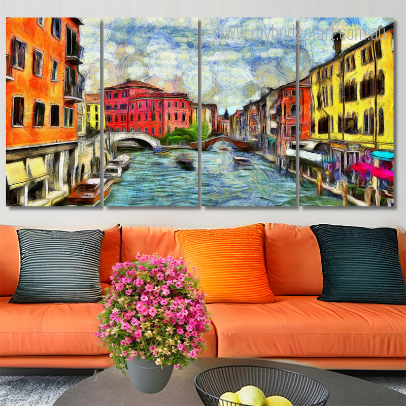 Venetian Canal With Old Medieval Houses Italy Landscape Modern Framed Painting Image 4 Piece Canvas Wall Art Set Australia For Office Décor Venetian Canal With Old Medieval Houses Italy Landscape Modern Framed Painting Image 4 Piece Canvas Wall Art Set Australia For Office Décor
