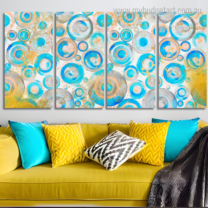 Golden Paint Splatter Abstract Modern Stretched Painting Image 4 Piece Framed Wall Art Prints For Office Décor