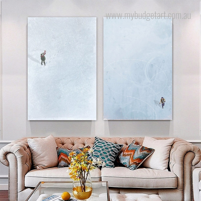 Alone Illustration Series I Minimalist Figure Artwork 2 Piece Multi Panel Canvas Prints for Room Wall Spruce