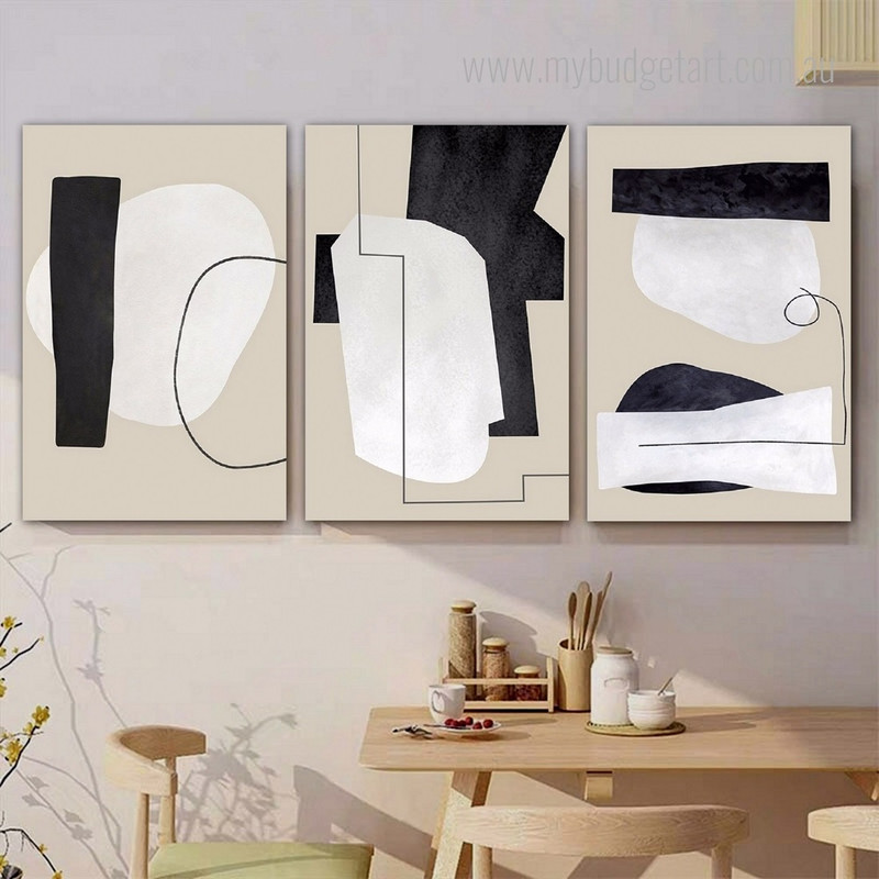 Creative Lines Modern Abstract Contemporary Framed Stretched Artwork 3 Piece Wall Art for Room Wall Adornment