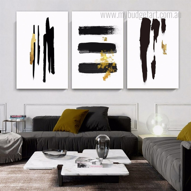 Brush Streaks Abstract Modern Stretched Framed Painting Image 3 Multi Piece Wall Art Set Prints For Room Moulding