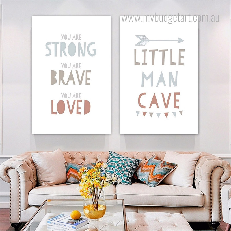 Arrow Nursery Kids Modern Stretched Framed Artwork 2 Panel Canvas Prints for Room Wall Spruce