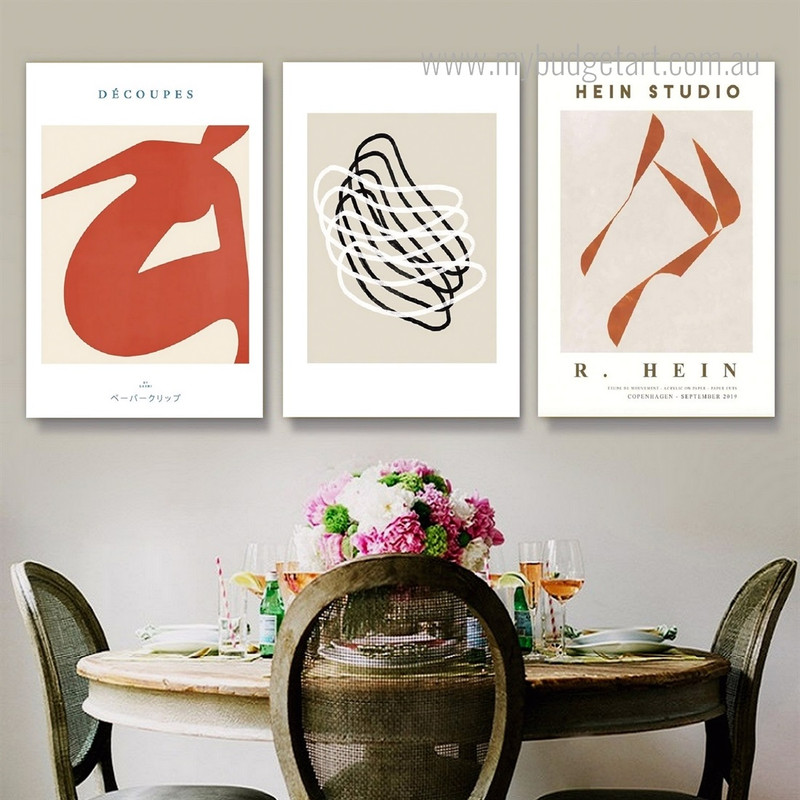 Decoupes Minimalist Abstract Stretched Framed Artwork 3 Piece Wall Art for Room Wall Adornment