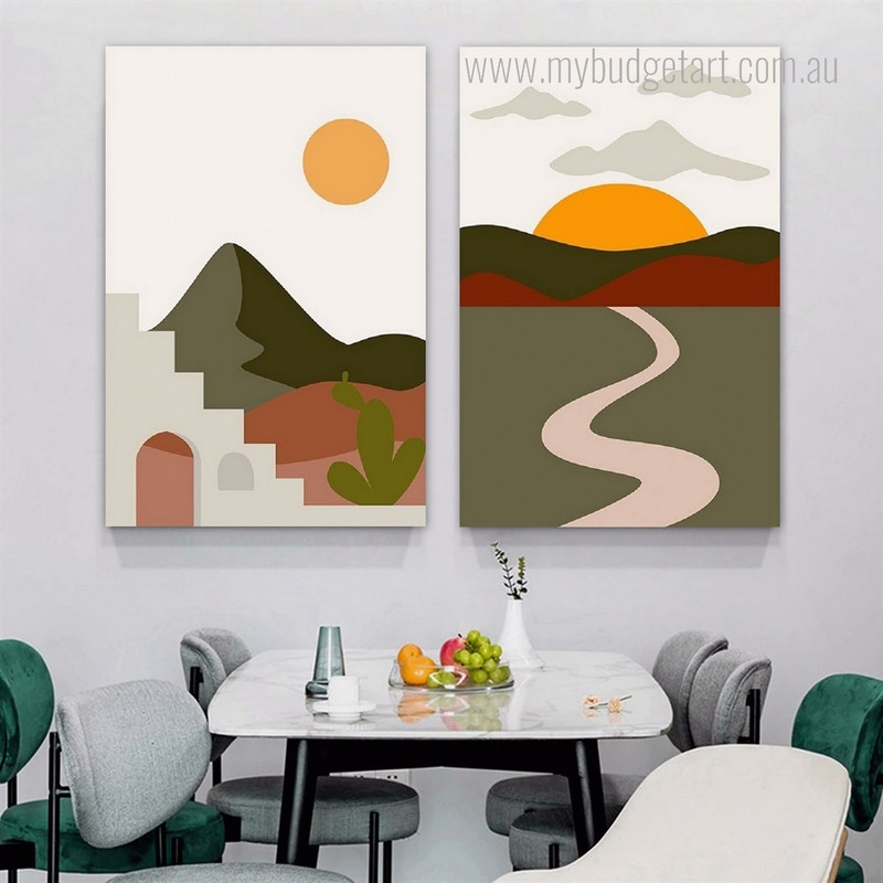Mountain Track Sun Scandinavian 2 Multi Panel Abstract Painting Set Photograph Landscape Canvas Print for Room Wall Garnish Mountain Track Sun Scandinavian 2 Multi Panel Abstract Painting Set Photograph Landscape Canvas Print for Room Wall Garnish