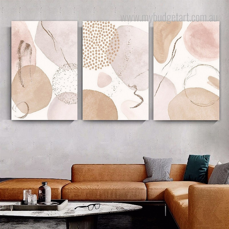Splotches Abstract Modern Stretched Framed Artwork 3 Piece Wall Art for Room Wall Adornment
