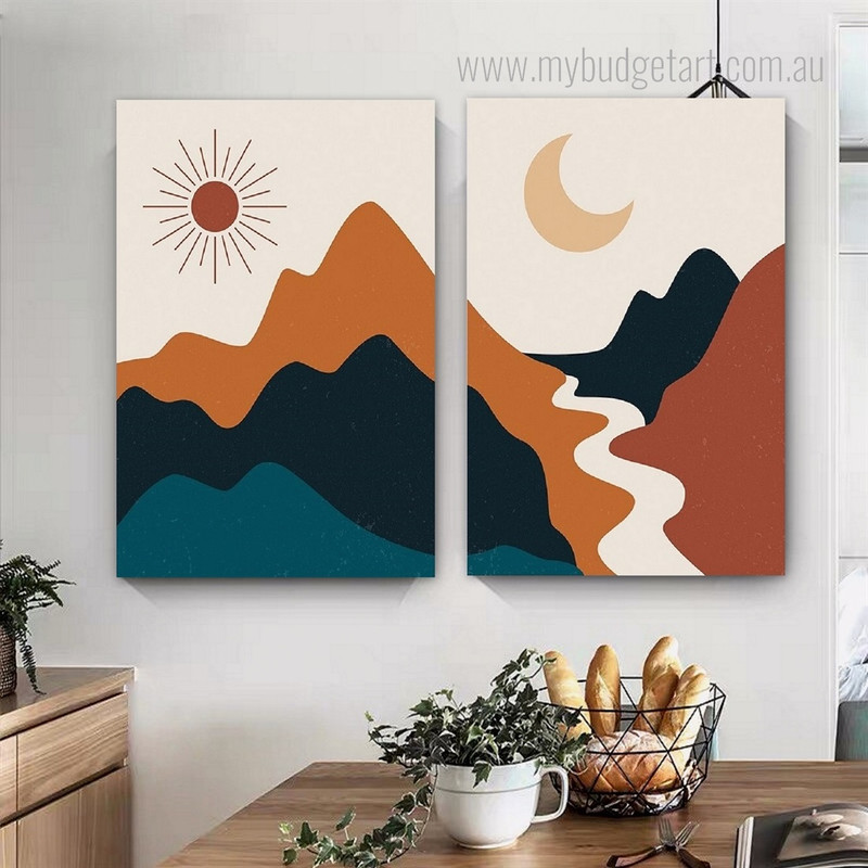 Calico Hills Way Geometric Scandinavian Photograph Abstract 2 Piece Canvas Print Set for Room Wall Art Decoration