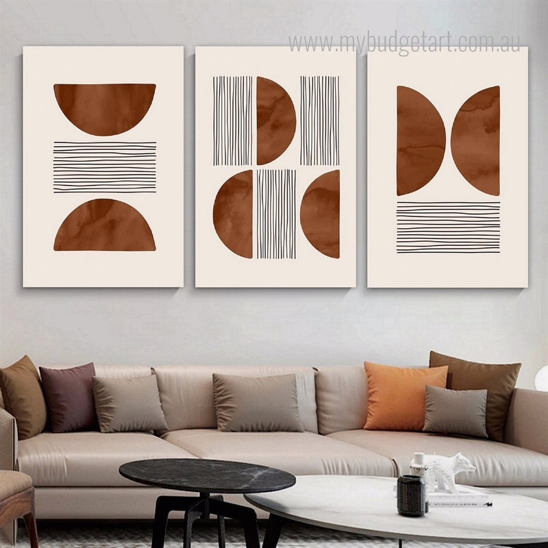 Semi Scansion Minimalist Geometric Set Picture 3 Multi Panel Modern Canvas Print Artwork Set for Wall Hanging Garniture