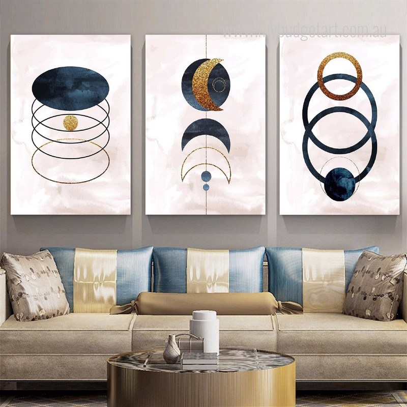 Moon Planets Naturescape Scandinavian Photograph Minimalist 3 Panel Canvas Print Artwork Set for Room Wall Getup