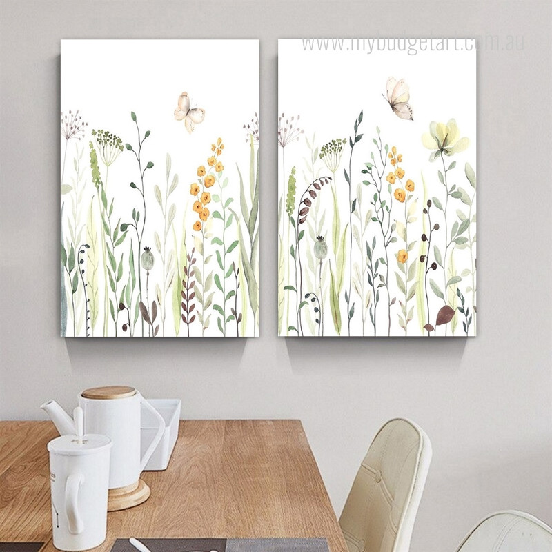 Blossom Butterfly Flowers Watercolor Scandinavian 2 Piece Floral Sets Painting Pic Canvas Print for Room Wall Onlay Blossom Butterfly Flowers Watercolor Scandinavian 2 Piece Floral Sets Painting Pic Canvas Print for Room Wall Onlay