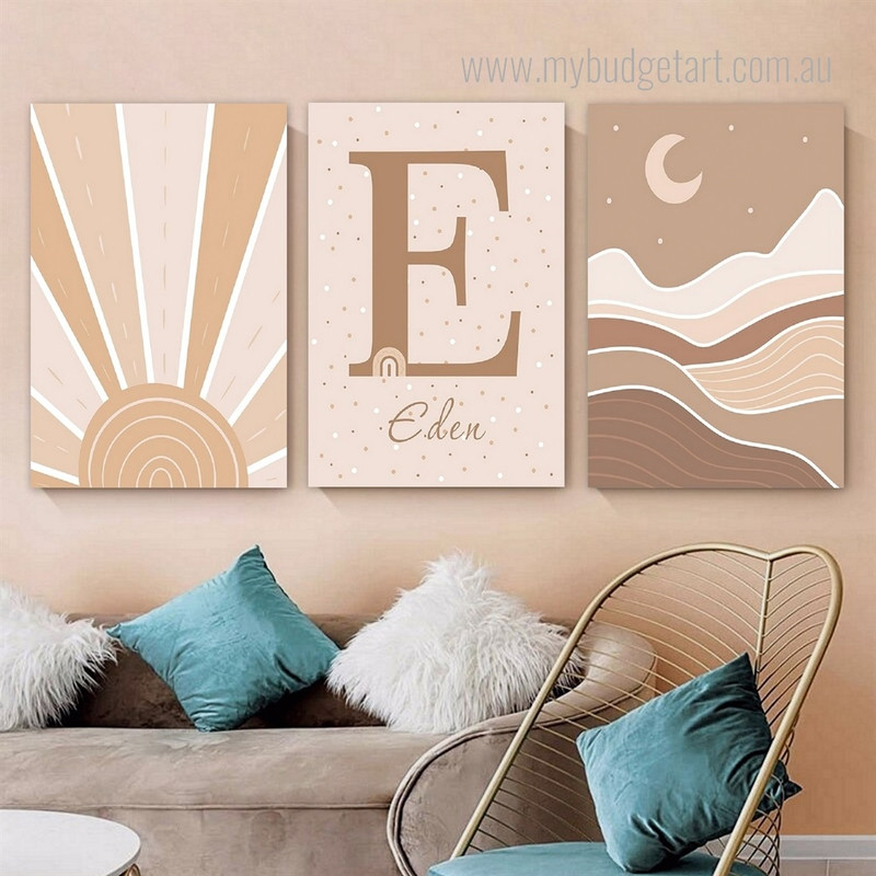 Sol Beams Rays Scandinavian Photograph Landscape 3 Piece Set Kids Nursery Custom Canvas Print for Room Wall Art Flourish