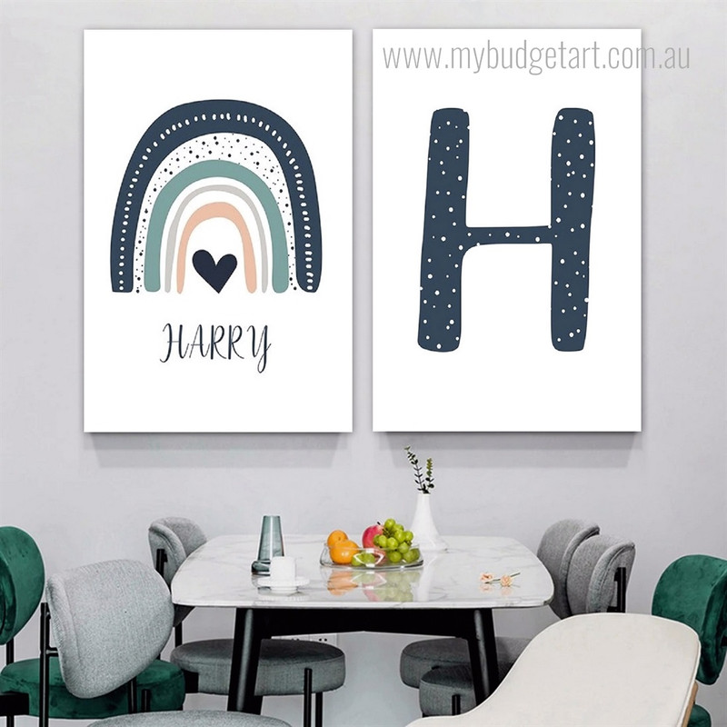 Rainbow Heart Minimalist Modern 2 Multi Panel Artwork Set Photograph Kids Nursery Custom Canvas Print for Room Wall Disposition