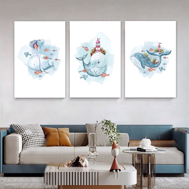 Whale Heart Balloons Animal Watercolor 3 Panel Wall Set Painting Picture Kids Nursery Canvas Print for Bed Room Ornamentation Ideas Whale Heart Balloons Animal Watercolor 3 Panel Wall Set Painting Picture Kids Nursery Canvas Print for Bed Room Ornamentation Ideas