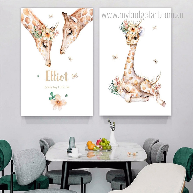 Dream Big Little One Quotes Nursery Minimalist 2 Piece Set Canvas Print Photograph for Room Wall Art Outfit