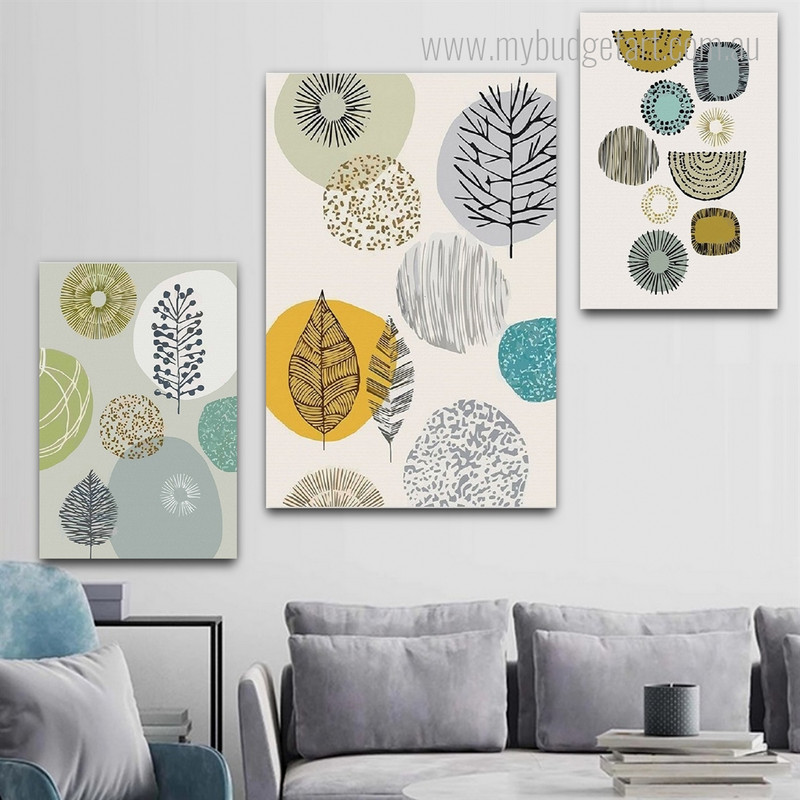 Leaf Art Botanical Abstract Scandinavian Framed Artwork Photo 3 Piece Multi Panel Wall Art for Room Decor