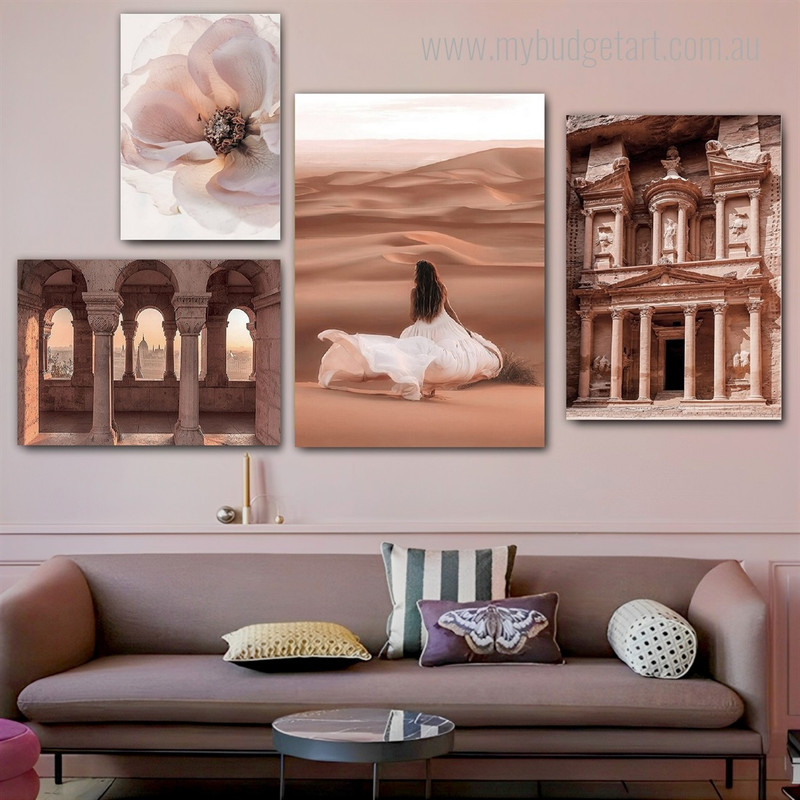Anemone Flowers Abstract Floral Morocco Stretched Framed Artwork Photo 5 Panel Wall Art for Room Decor