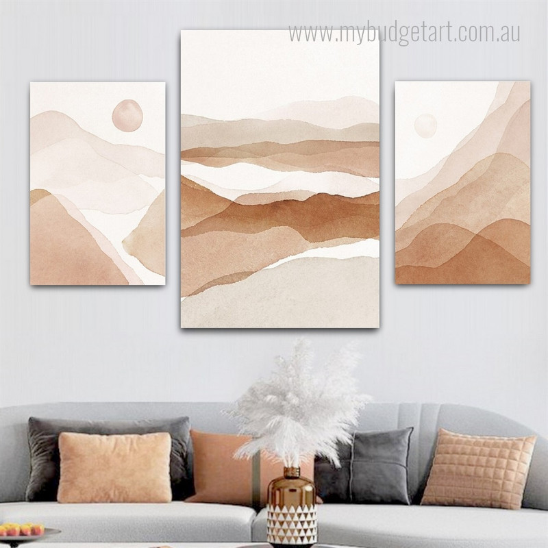 Desert Landscape Abstract Watercolor Boho Mountain Minimalist Artwork Picture 3 Panel Wall Art Prints for Room Wall Ornament