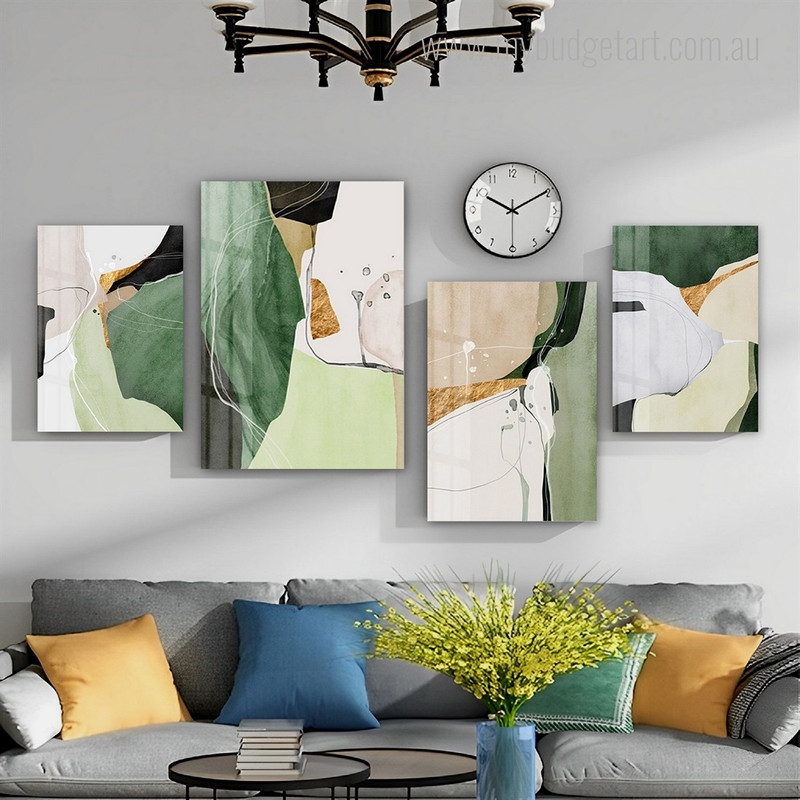 Fluid Texture Abstract Modern Framed Artwork Image 4 Piece Canvas Prints for Home Decoration