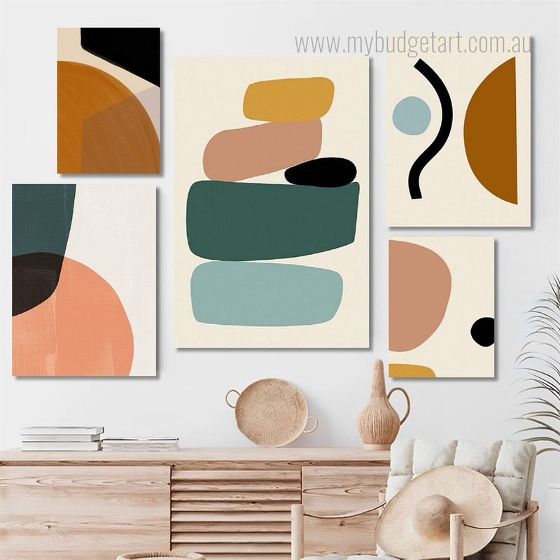 Quarter And Half Scansion Line Minimalist Stretched Cheap 5 Multi Panel Modern Wall Art Photograph Abstract Canvas Print for Room Décor