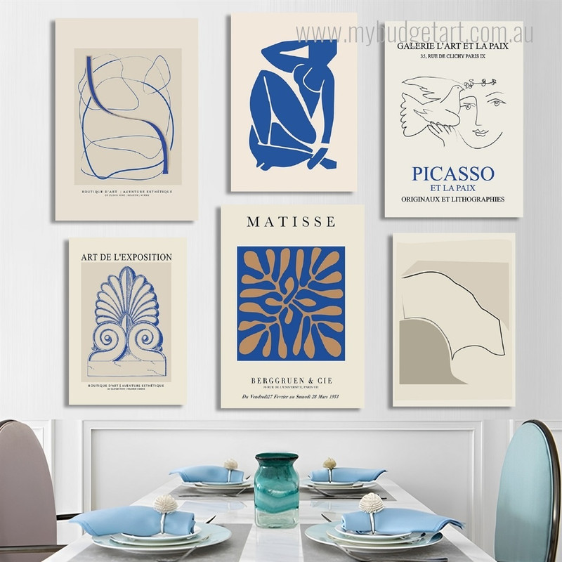 Nude Feme Maculas Spots Abstract Figure 6 Panel Set Painting Photograph Vintage Rolled Canvas Print Home Wall Drape