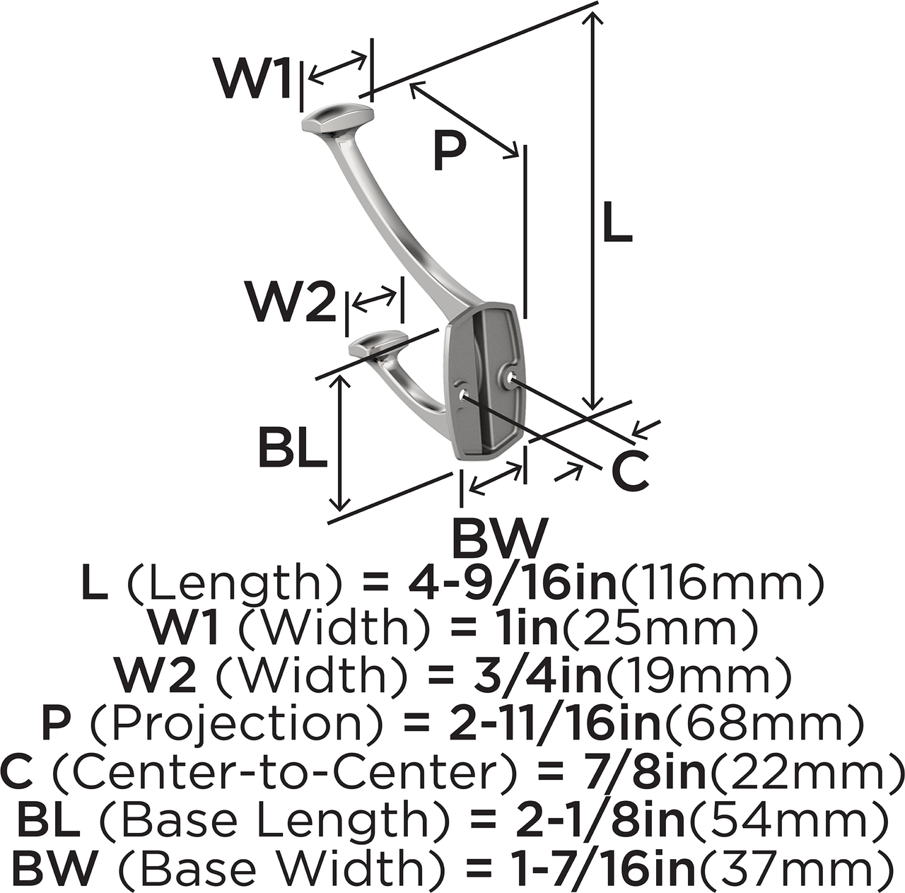 Vicinity 2-Prong Wall Hook - Berenson