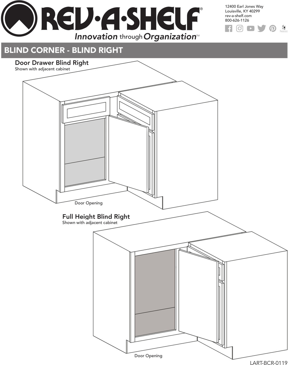 Rev-A-Shelf 499-18-LWN 18 in Two-Tier Blind Corner Org for Blind Right - Walnut