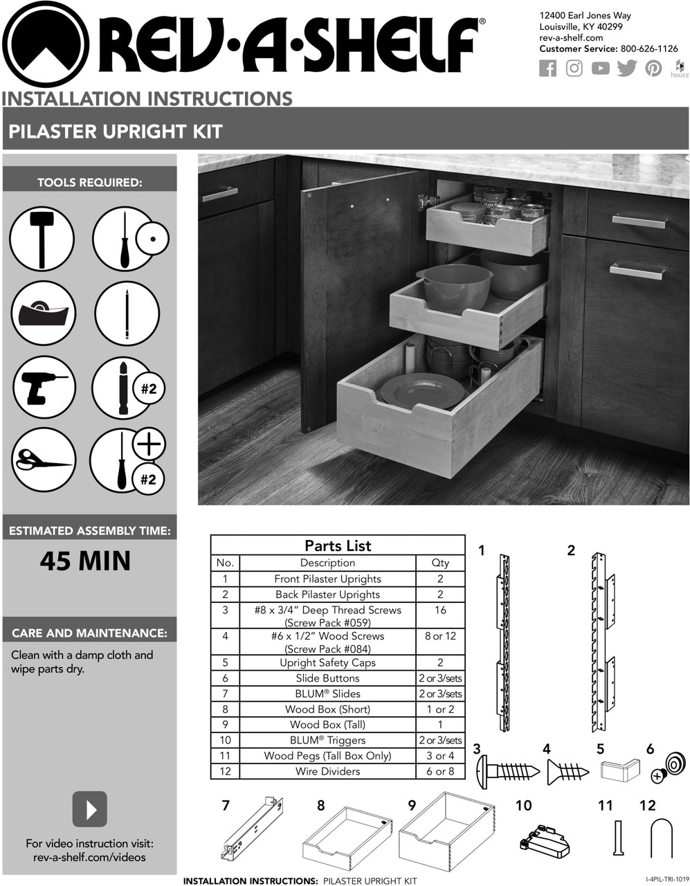 Rev-A-Shelf - 4PIL-24SC-3 - 21 Wood Pilaster System Kit