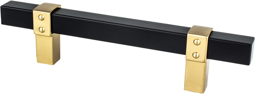 Rivet Rebel 96mm CC Matte Black Bar and Modern Brushed Gold Posts Pull 5109-455MDB-P