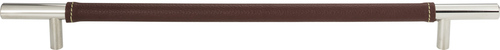 Zanzibar Brown Leather Pull 11 5/16'' cc Polished Chrome 282-OW-CH