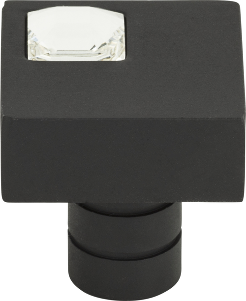 Crystal Off Center Square Knob 1'' Matte Black 3194-BL
