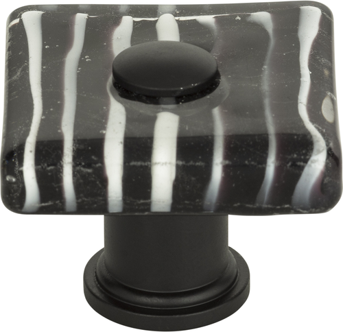 Dream Glass Zebra Glass Square Knob 1 1/2'' Matte Black 3223-BL