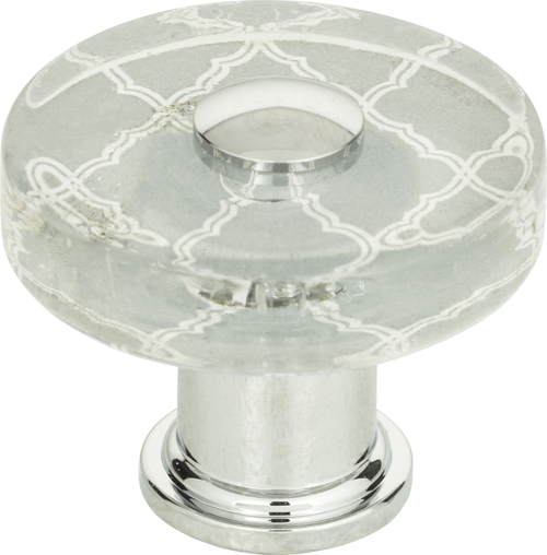 Dream Glass Quatrefoil Glass Round Knob 1 1/2'' Polished Chrome 3233-CH