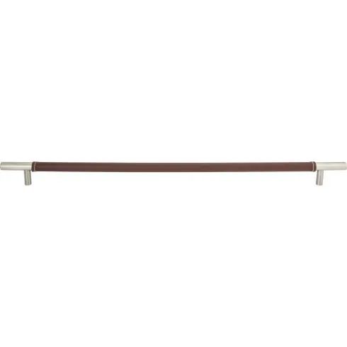Zanzibar Brown Appliance Pull 17'' cc Leather Brushed Nickel AP05-OW-BRN