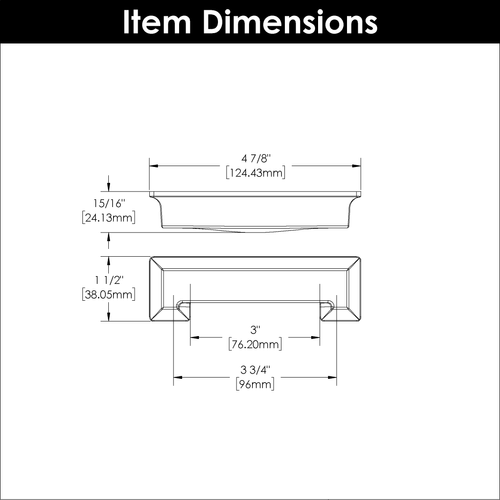 Studio Collection Cup Pull 3'' & 3-3/4'' cc Matte Black Finish P3013-MB