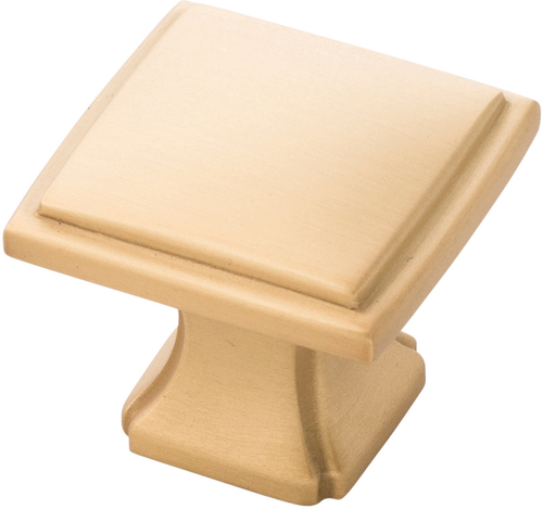 Bridges Collection Knob 1-1/4'' Square Brushed Golden Brass Finish P3240-BGB