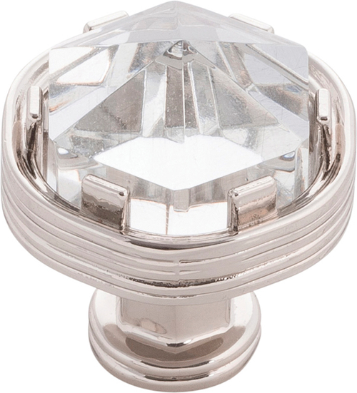 Chrysalis Collection Knob 1-3/16'' diam Polished Nickel with Glass Finish B076304GL-14