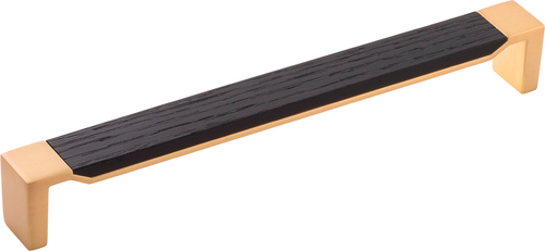 Fuse Collection Pull 8-13/16'' cc Brushed Golden Brass with Black Wood Finish B076623WB-BGB