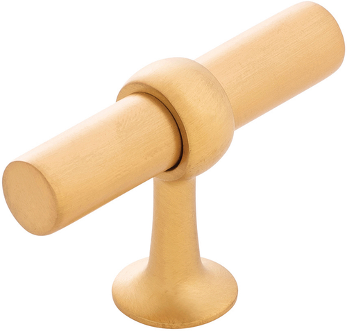 Ostia Collection T-Knob 2-1/2'' X 13/16'' Brushed Golden Brass Finish B077328-BGB