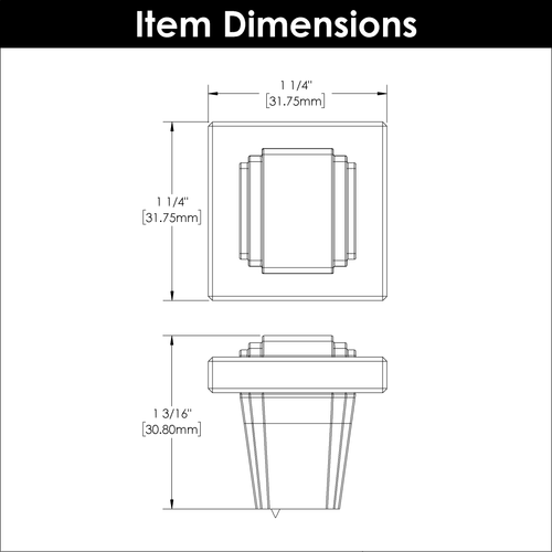 Belleclaire Collection Knob 1-1/4'' Square Satin Nickel Finish B077497-SN
