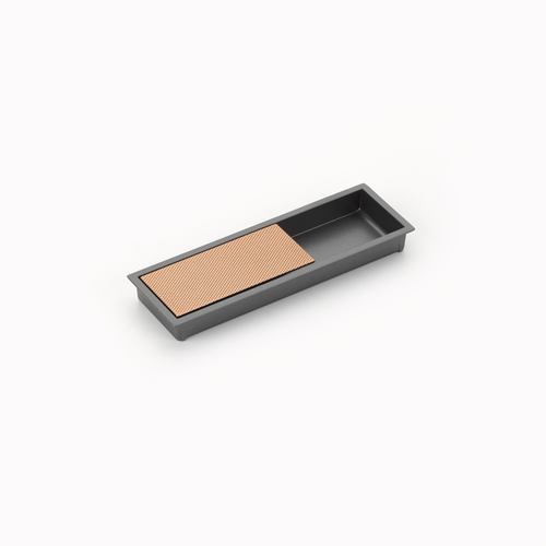 MODO Recessed Pull, Gun Metal/Polished Rose Gold, 6-1/4'' x 2'' Overall 1210-GM/PRG