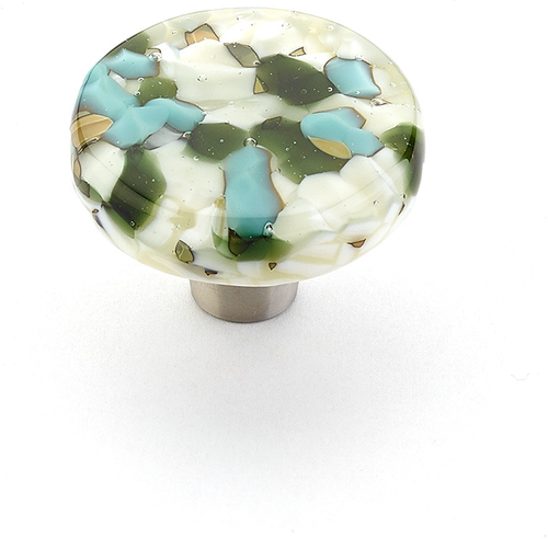 Ice Knob, Round, Green/Blue Pebbles, 1-1/2'' dia 31-GBP
