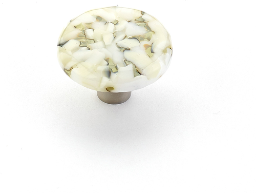 Ice Knob, Round, White Lace Pebbles, 1-1/2'' dia 31-WLP